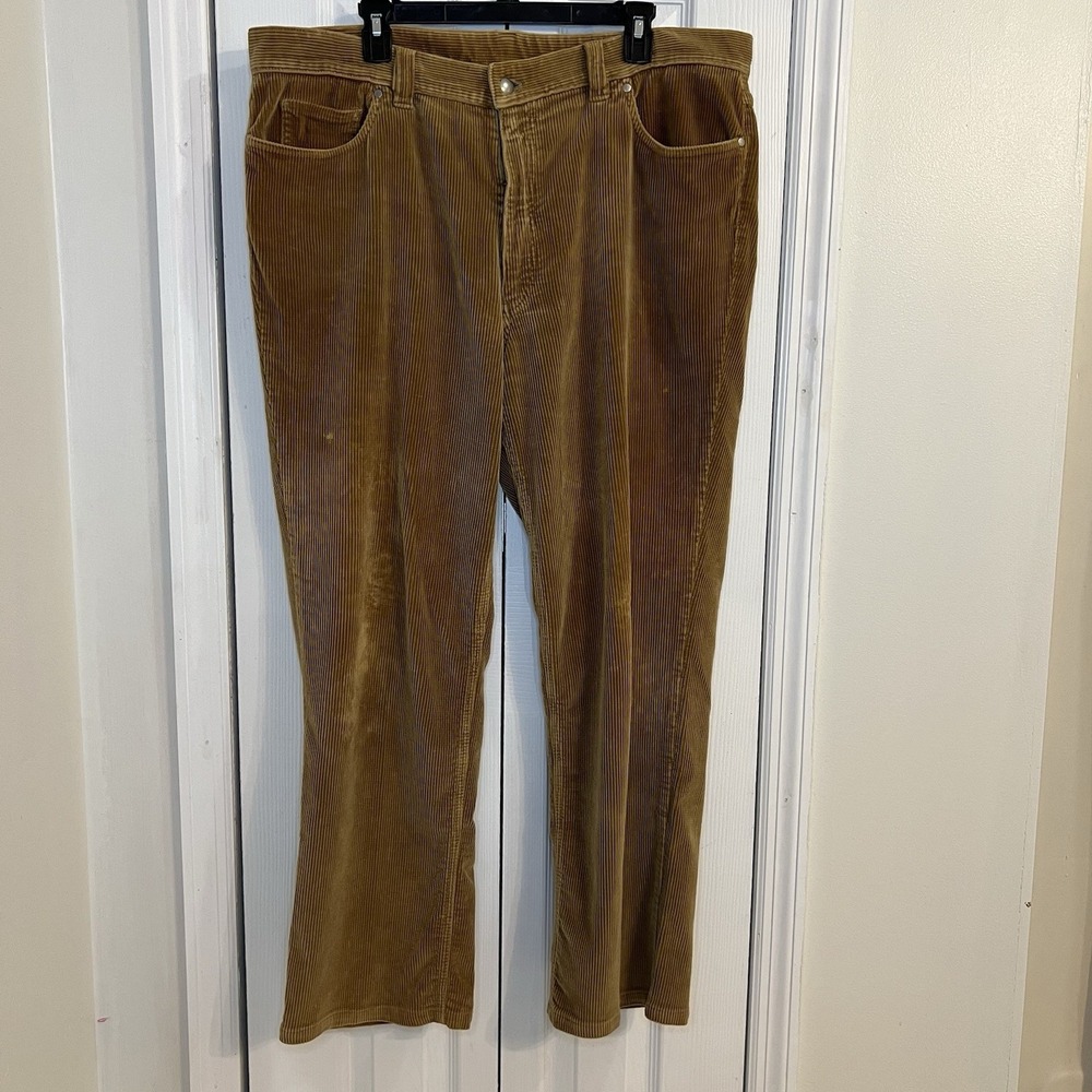 ✨Bullock & Jones Mustard Corduroy‎ Trousers Mens 40x34 Flat Front Silky Feel